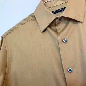 Geoffrey Beene Men’s Long Sleeve Button Down Tan Shirt size 16 32/33